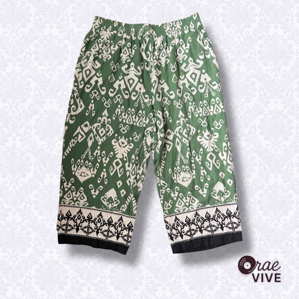 Haute Hippie Wide Leg Green Boho Linen Blend Pants - Women's 2X